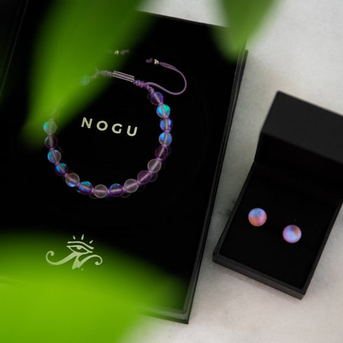 Lavande et Blanc | Argent | Bracelet Verre Double Sirène